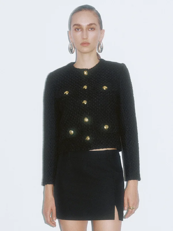 Golden Button Regular Tweed Jackets Tailored Jacket Straight Jacket A-Line Jacket