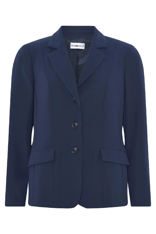 Habella 57241-5019-69 Navy Blazer Jacket Tailored Jacket Straight Jacket A-Line Jacket