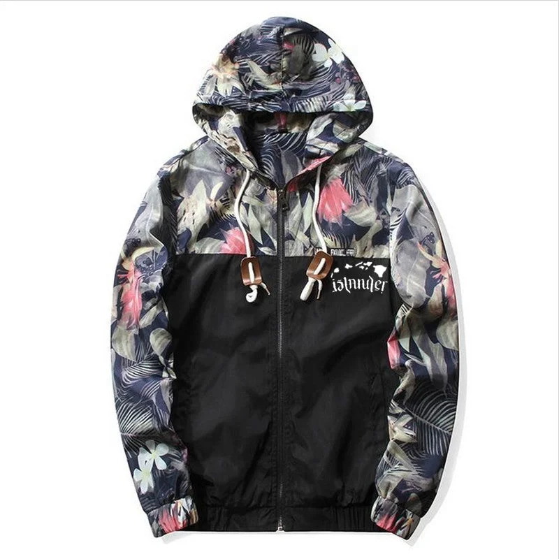 Hawaii Islander Palm Floral Jacket Zip Front Button Front Snap Front