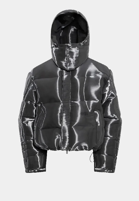 Heliot Emil Liquid Metal Down Jacket Ribbed Jacket Pleated Jacket Ruffled Jacket