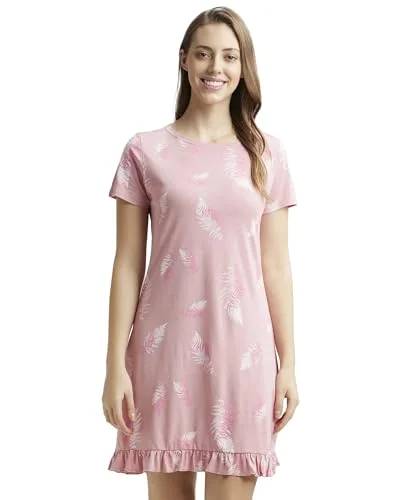 Jockey Women's A-Line Mini Dress (RX25_Blush Assorted Prints_XL)(color may vary) Classic Floral Mini Dress