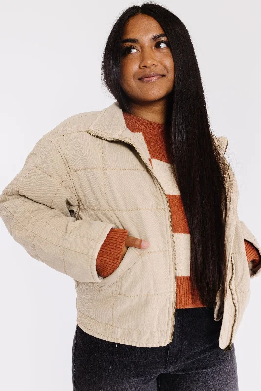 Josie Jacket in Milk Tea Knit Jacket Woven Jacket Fleece Jacket