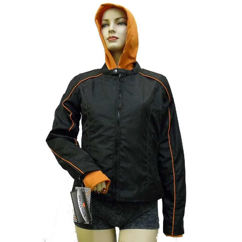 VL1585 Ladies Textile Jacket with Embroidered Wings on Back Welt Pockets Slit Pockets Flap Pockets