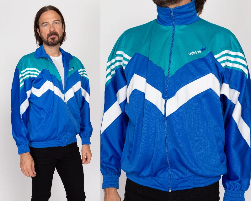 Large 90s Adidas Equipment Blue Color Block Track Jacket Cardigan Sweater Pullover