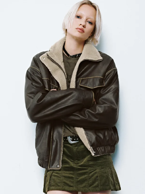 Leather Shearling Jackets Toggled Jacket Drawstring Jacket Belted Jacket