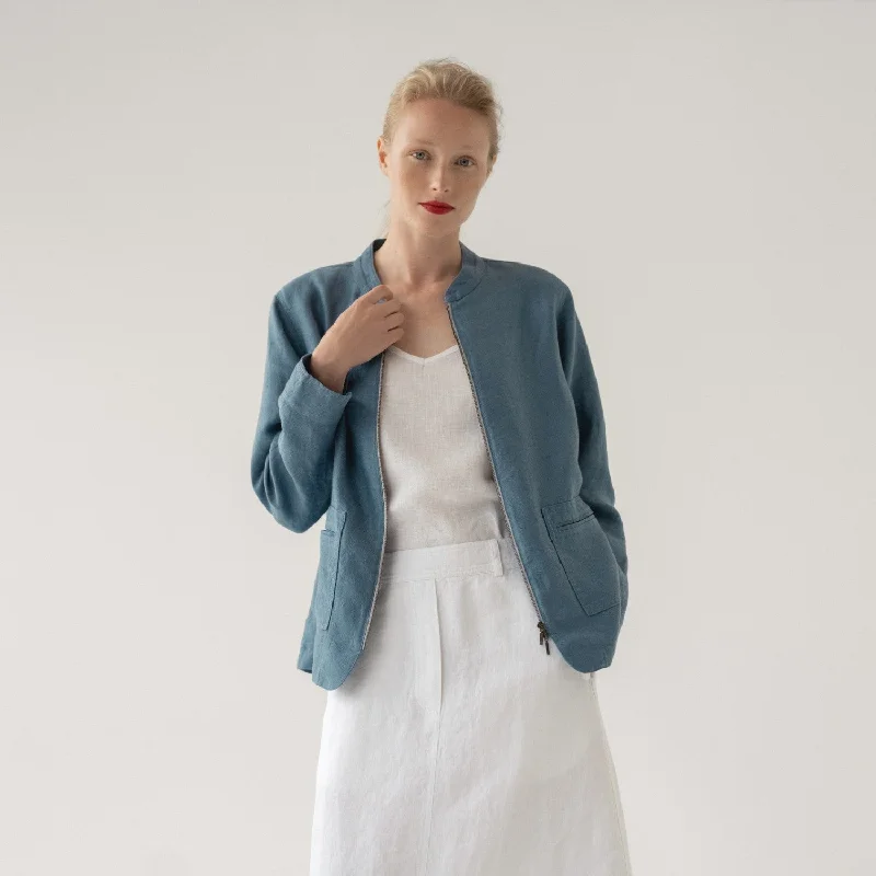 LIMITED EDITION Petrol Blue Linen Twill Cherry Tree Jacket Jersey Jacket Tulle Jacket Batik Jacket