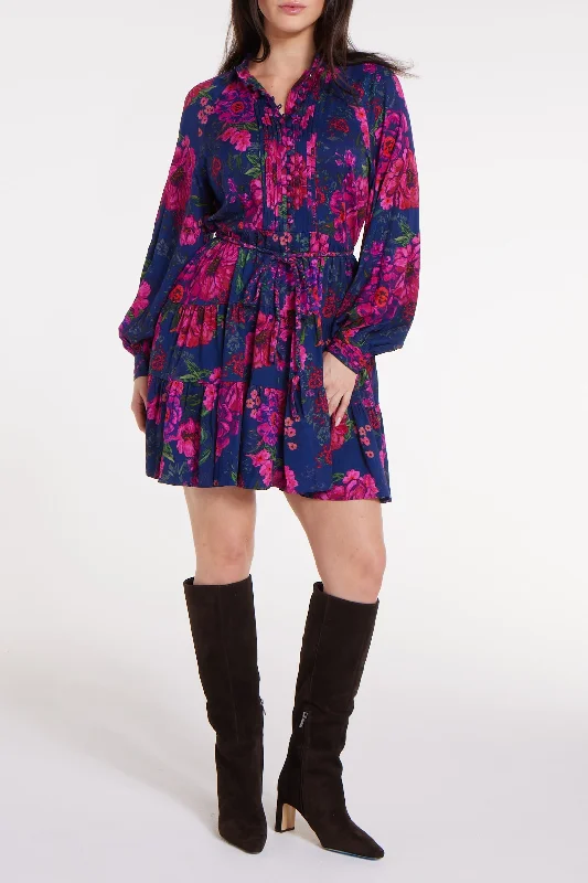 Louisa Belted Tunic Mini Dress in Floral Chic Puff Sleeve Mini Dress