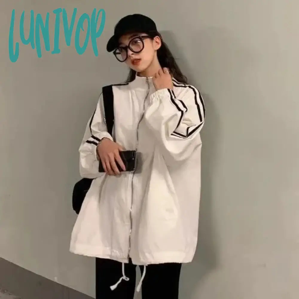 Lunivop Korean Streetwear Jacket Women Oversized Track Thin Summer Jackets Windbreaker Harajuku Fashion College Couple Outdoor Zippered Front Buttoned Front Snap Front Lunivop Korean Streetwear Jacket Women Oversized Track Thin Summer Jackets Windbreaker Harajuku Fashion College Couple Outdoor Zippered Front Buttoned Front Snap Front