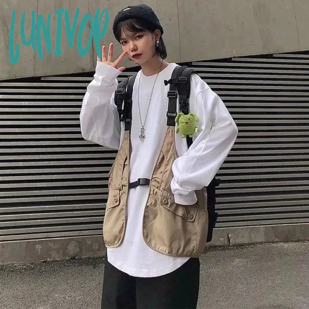 Lunivop Streetwear Casual Cargo Vest Women Multi Pocket Tooling Vest Bf Hip Hop Y2K Gothic Loose Sleeveless Jacket Basic Tank Top Welt Pockets Slit Pockets Flap Pockets Lunivop Streetwear Casual Cargo Vest Women Multi Pocket Tooling Vest Bf Hip Hop Y2K Gothic Loose Sleeveless Jacket Basic Tank Top Welt Pockets Slit Pockets Flap Pockets