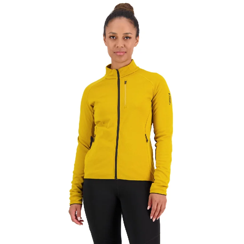 Mons Royale - Women's Approach Merino Shift Fleece Jacket - Turmeric Denim Fabric Leather Fabric Suede Fabric