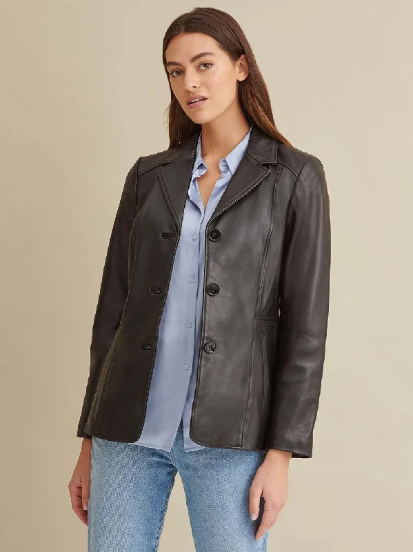 Notch Collar Womens Leather Jacket Faux Fur Fabric Real Fur Fabric Shearling Fabric