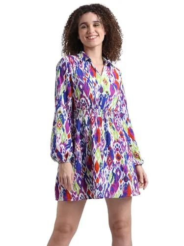 ONLY Women's Polyester Blend Classic Mini Dress (15333580-Princess Blue_Princess Cozy Long Sleeve Mini Dress