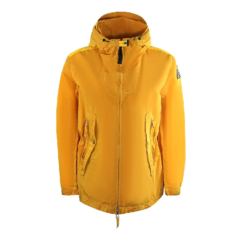 Parajumpers Tia Honey Bee Orange Windbreaker Jacket Boat Neck Shawl Collar Notched Collar