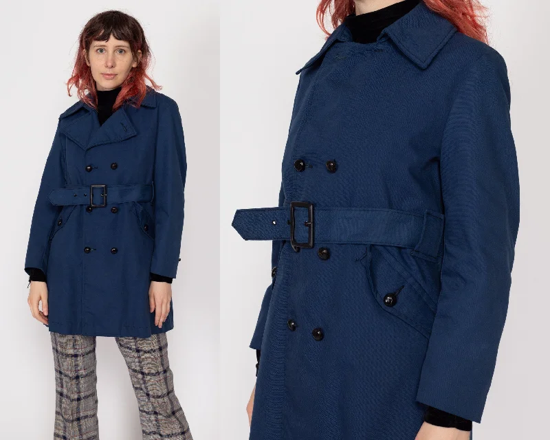 Petite XS 70s Mod Navy Blue Belted Jacket Print Jacket Jacquard Jacket Embroidered Jacket