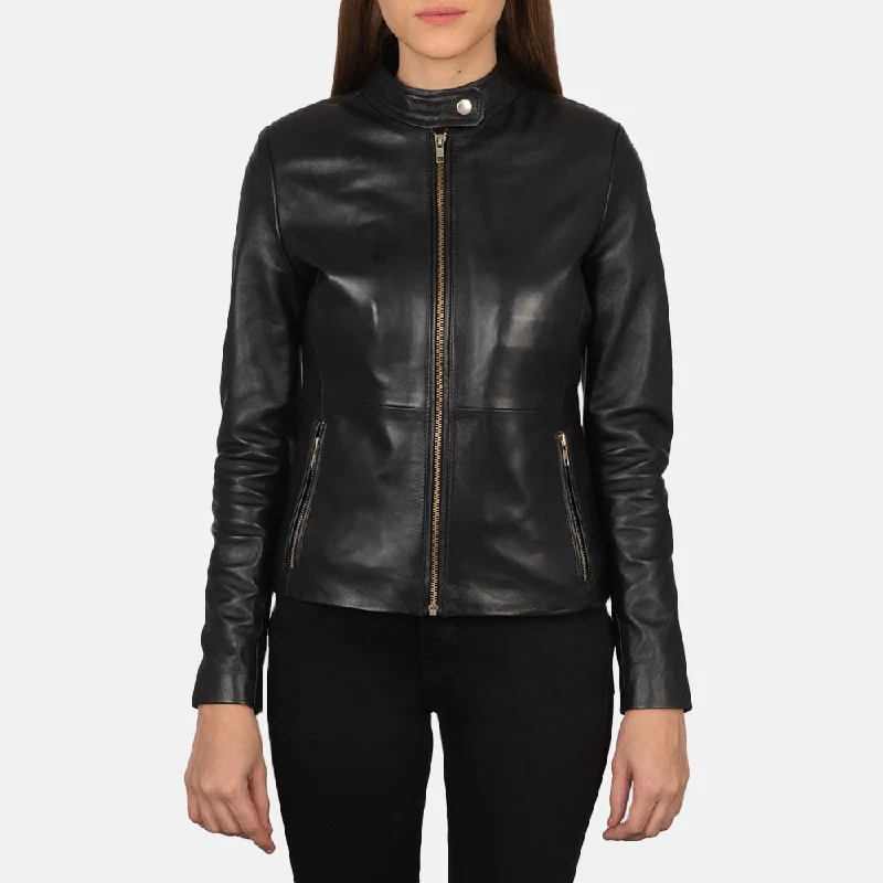 Rave Black Leather Biker Jacket Insulated Jacket Fitted Jacket Loose Jacket