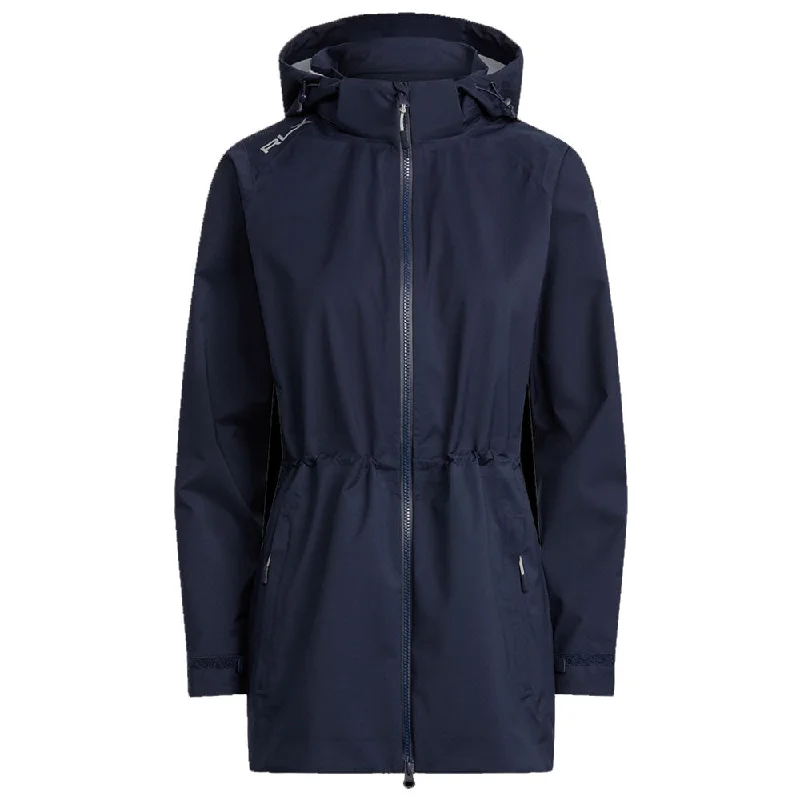 RLX Ralph Lauren Deluge French Navy Womens Golf Rain Jacket Oversized Jacket Tailored Jacket Straight Jacket