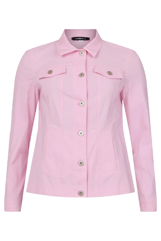 Robell 57609 5499 410 Light Pink Happy Jacket Snapped Jacket Toggled Jacket Drawstring Jacket