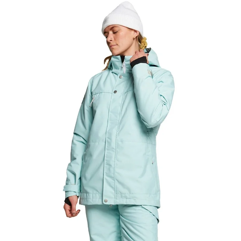 Rojo Women's Aster 2.0 Snow Jacket - Pastel Turquoise Ribbed Jacket Pleated Jacket Ruffled Jacket