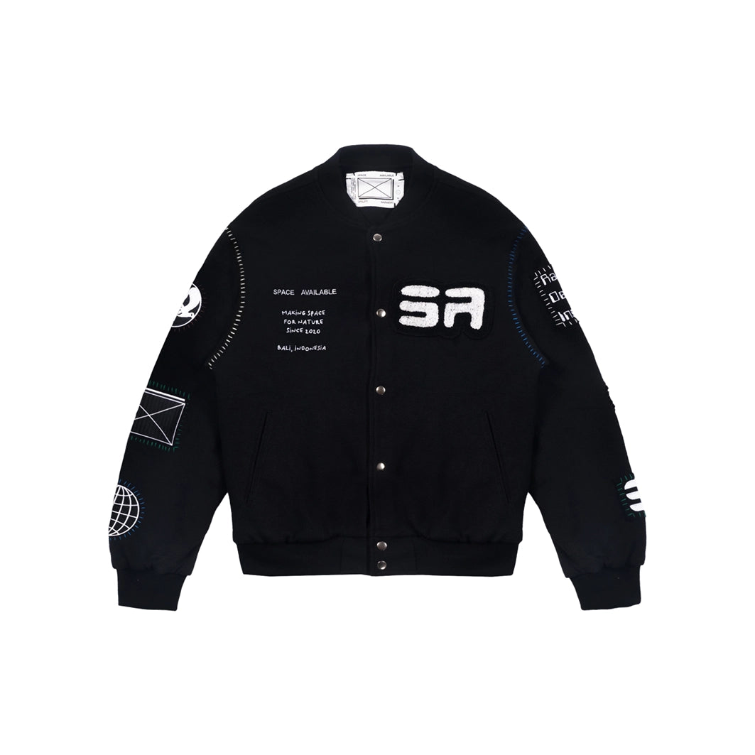 Space Available Studio Varsity Jacket - Black Wool Jacket Cashmere Jacket Tweed Jacket Space Available Studio Varsity Jacket - Black Wool Jacket Cashmere Jacket Tweed Jacket