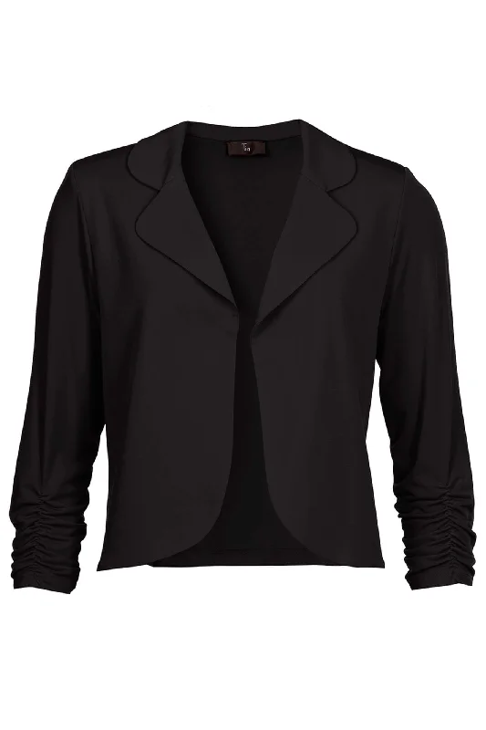 Tia 76457-7093 9000 Black Bolero Jacket Zippered Front Buttoned Front Snap Front