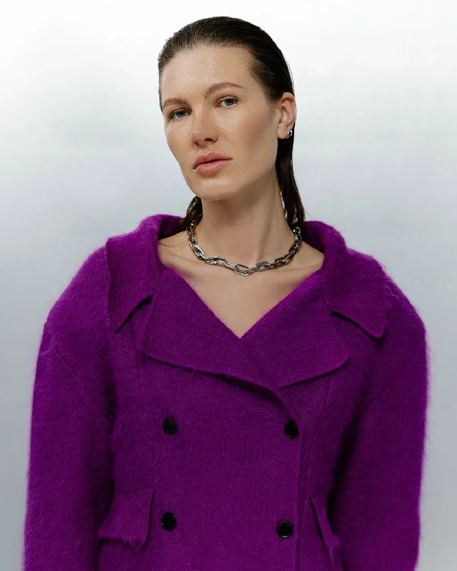 Violet jacket A-Line Jacket Boat Neck Shawl Collar