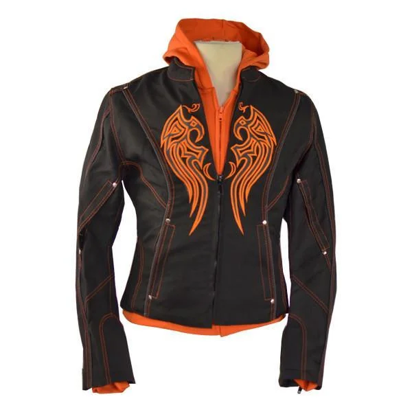 VL1581 Ladies Textile Jacket Embroidery & Removable Hoodie Faux Fur Jacket Real Fur Jacket Shearling Jacket