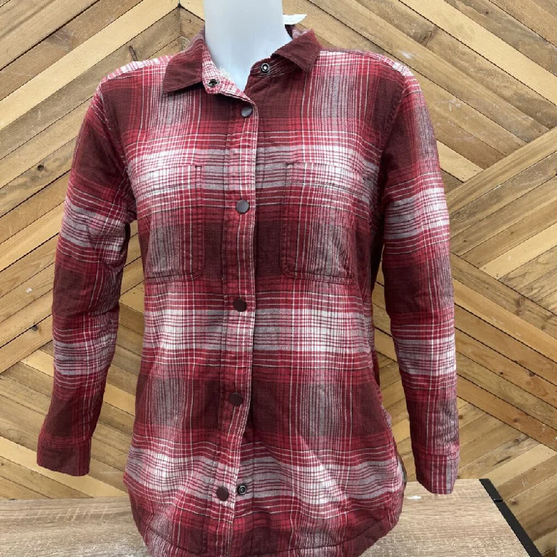 WindRiver - Women's Fleece-Lined Button-Up Flannel Jacket: Red/White-women-MD Mesh Jacket Canvas Jacket Denim Jacket