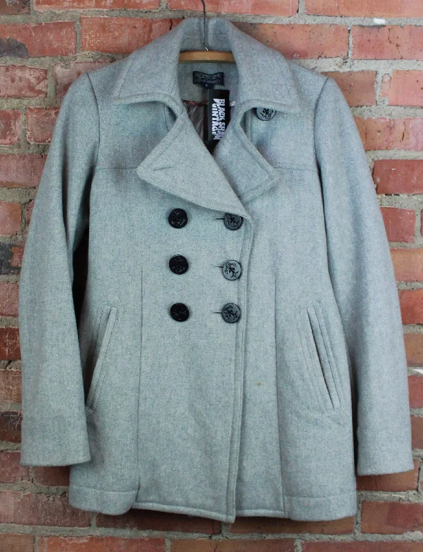 Women's Vintage 90's Ralph Lauren Polo Peacoat Navy Jacket Wool Grey Small Hooded Jacket Caped Jacket Shawl Collar Jacket