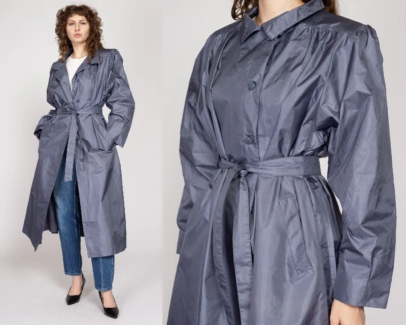 XL 80s Shiny Slate Grey Belted Trench Rain Jacket Rayon Jacket Velvet Jacket Corduroy Jacket XL 80s Shiny Slate Grey Belted Trench Rain Jacket Rayon Jacket Velvet Jacket Corduroy Jacket