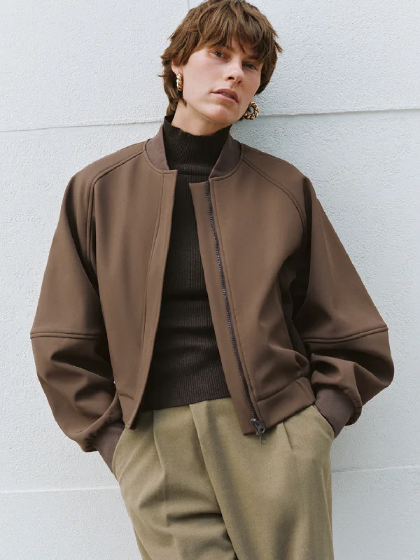 Zipper Front Bomber Jackets Front Pockets Side Pockets Patch Pockets