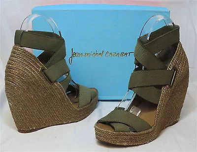 JEAN-MICHEL CAZABAT Women's Zesta Wedge - Khaki - SZ EU36 NIB - MSRP $295! Comfortable Zip-Fly Denim Jeans