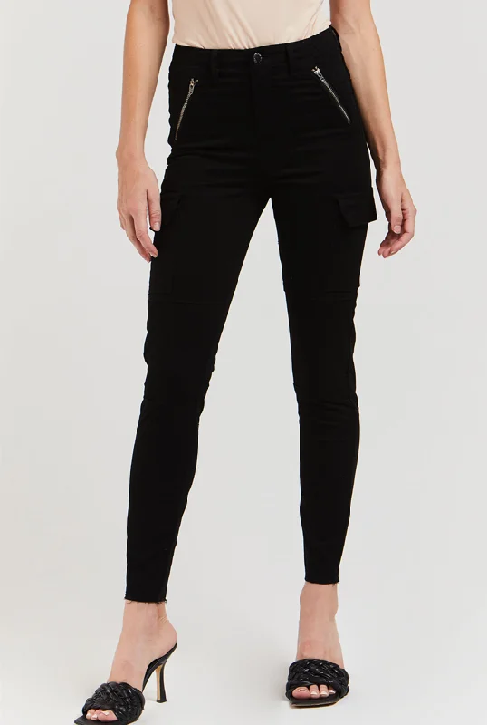 Maddox Charcoal Cargo Skinny Jean Stylish High-Waisted Denim