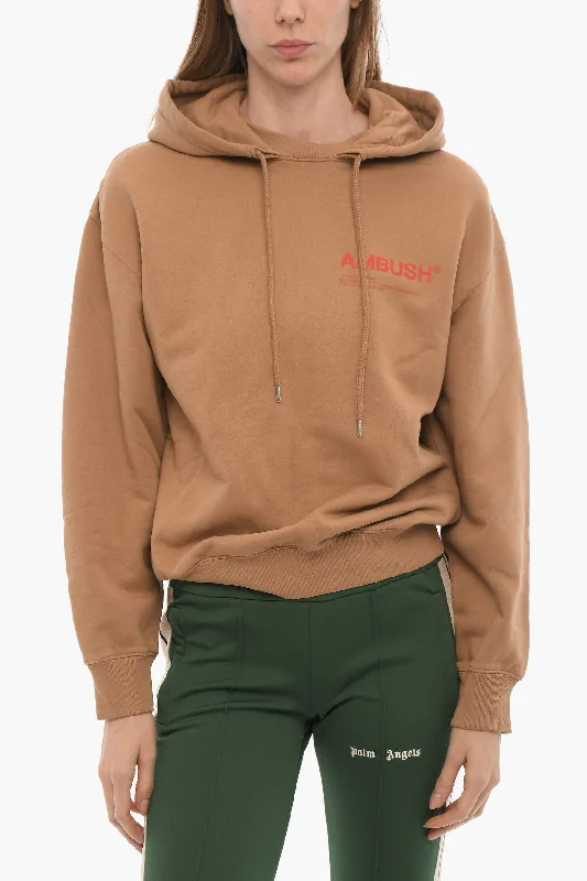 Ambush Brushed Cotton Hoodie with Printed Logo Hoodie with Belted Waist Structured Tailored