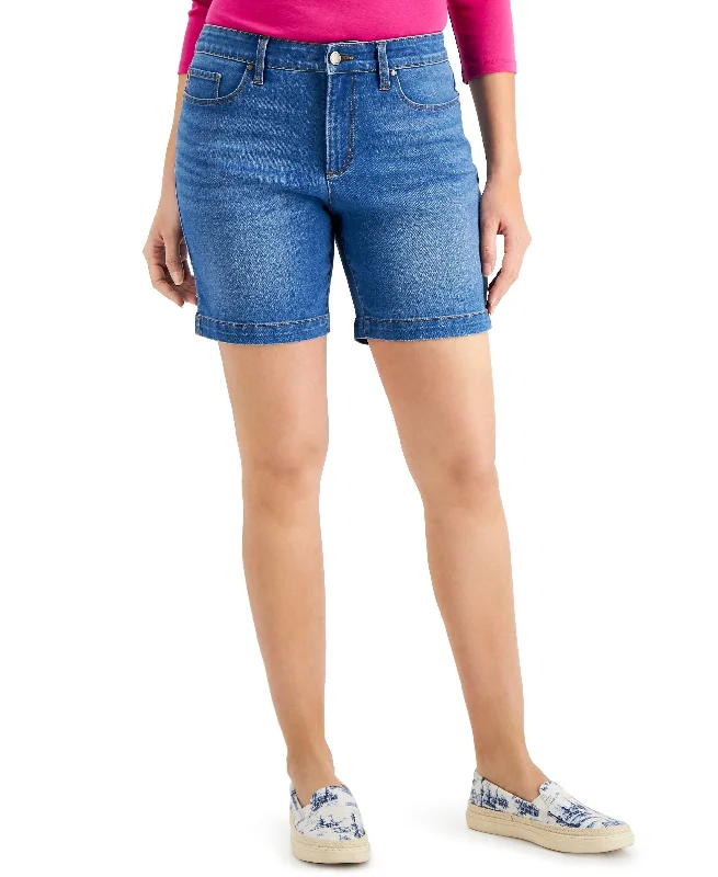 Charter Club Mid Rise Jean Shorts Chic Rip-Detail High-Waist Jeans