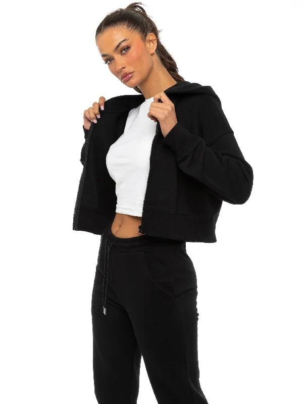 Enzo | Womens Cropped Zipped Hoodie Hoodie Crop Top Short Trendy