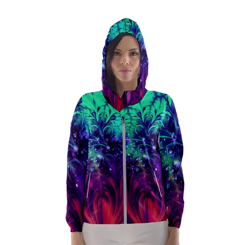 Crash and Yearning Women's Hooded Windbreaker Hoodie with Hem Elastic Stretchable Comfortable