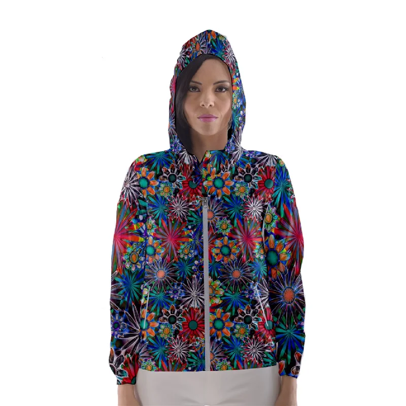 Daisy Garden Women's Hooded Windbreaker Hoodie with Emblem Brand Identity