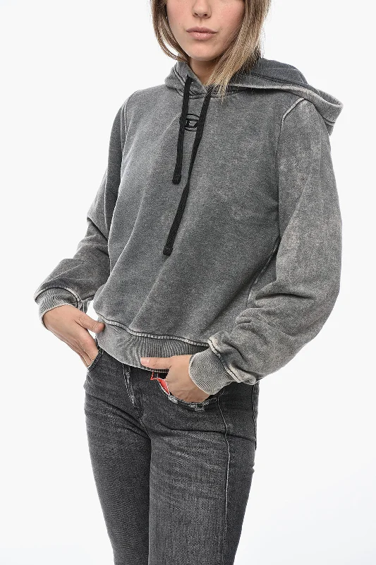 Diesel Garment Dyed REGGY Hoodie with Logo Hoodie with Hem Elastic Stretchable Comfortable