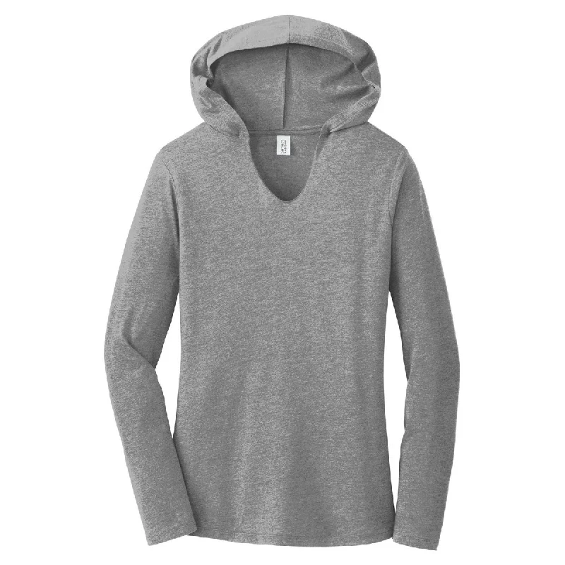 District Women's Grey Frost Perfect Tri Long Sleeve Hoodie Hoodie with High Neck Warm Protective