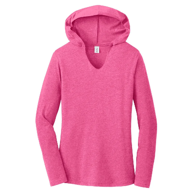 District Women's Fuchsia Frost Perfect Tri Long Sleeve Hoodie Hoodie with Magnetic Closure Innovative Modern