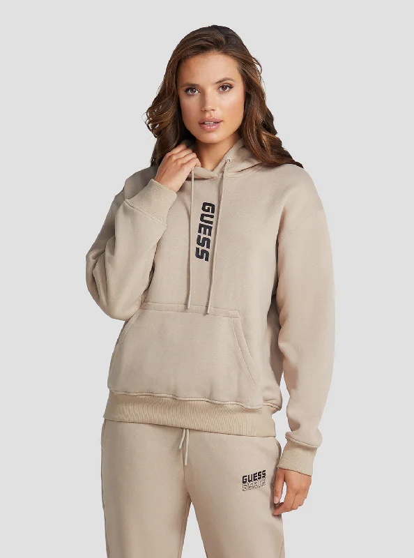 Eco Gold Beige Alisha Active Hooded Jumper Hoodie with Full-Zip Functional Layering