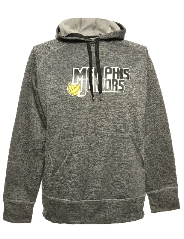 Grey Adidas Printed Hoodie - L Hoodie with Thumb Holes Functional Cozy