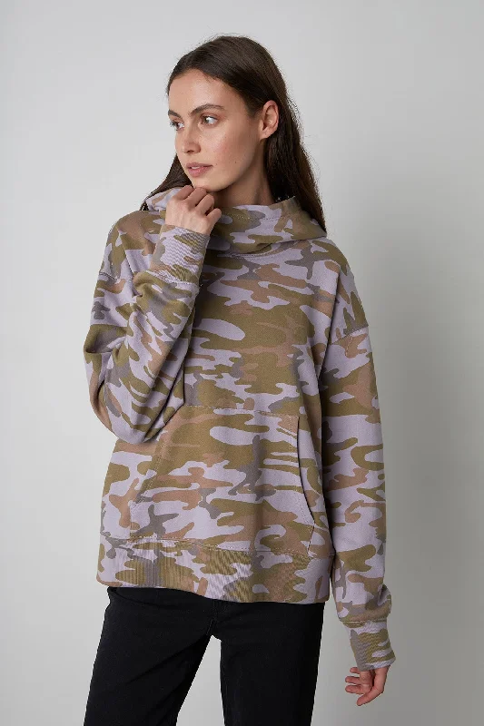 HAYDEN CAMO HOODIE Hoodie with Hem Ribbing Snug Secure