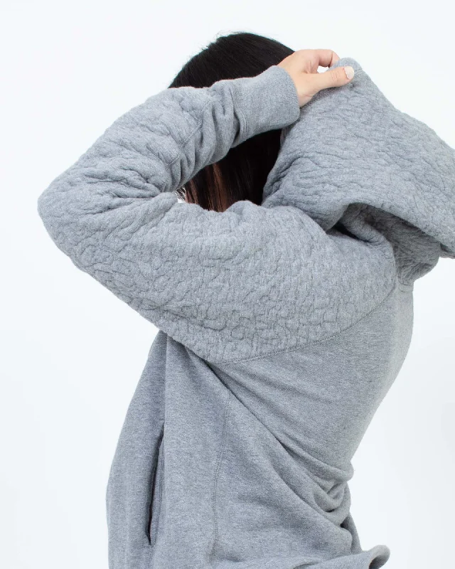 Heather Grey Hoodie Hoodie with Tied Waist Feminine Flattering