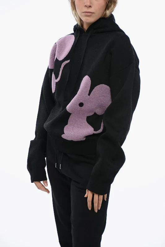 J.W.Anderson Knitted MOUSE Hoodie Hoodie with Drop Shoulder Relaxed Streetwear