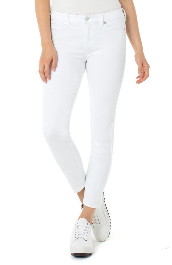 Liverpool Abby Ankle Skinny Stretch Jean Bright White Elegant Raw Hem Jeans