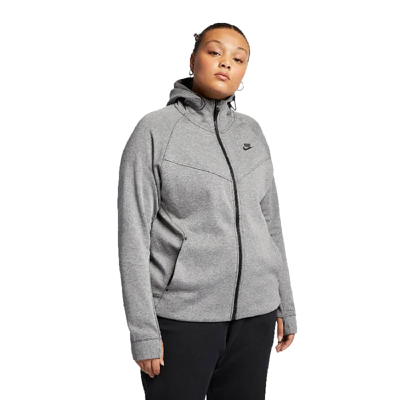 Nike Sportswear Tech Fleece Full-Zip Women's Hoodie Carbon-Black Hoodie with Zipper Versatile Modern