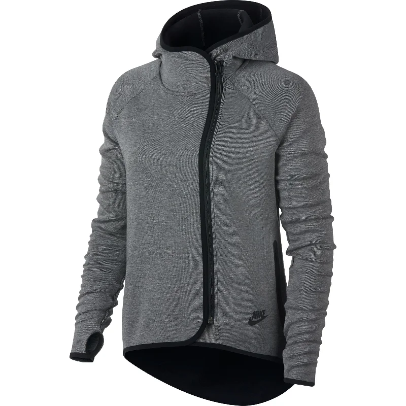 Nike Sportswear Tech Fleece Women's Full Zip Cape Hoodie Carbon Heather-Black Hoodie with Tie-Dye Psychedelic Retro