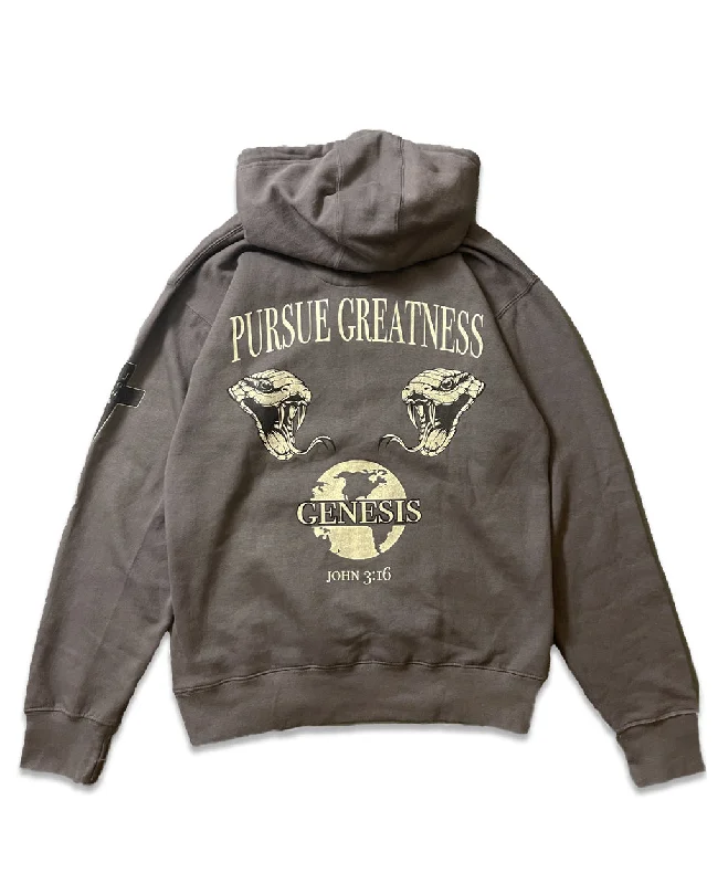 Pursue Greatness Hoodie - Asphalt Hoodie with Double Zipper Versatile Adjustable