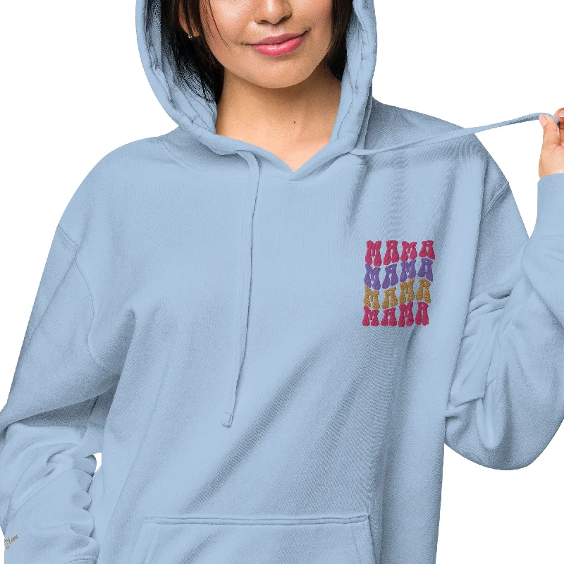 Colorful Retro Mama Design Unisex Pigment-Dyed Hoodie, lioness-love Hoodie with High-Low Hem Asymmetrical Trendy